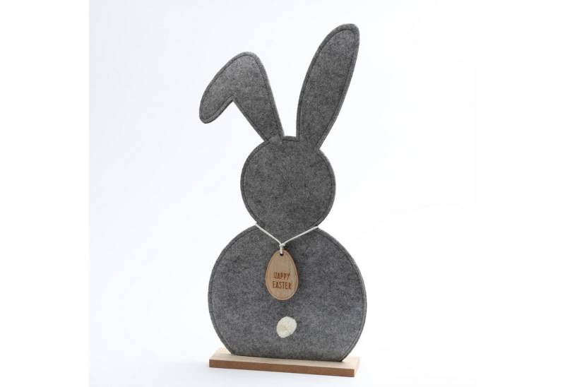 MARELIDA Osterhase Hase Osterhase auf Holzfuß Deko Figur Filz stehend Osterdeko H: 52cm von MARELIDA