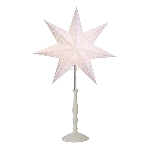 MARELIDA Papierstern Romantic - stehend - 7-zackig - H: 55cm D: 35cm - inkl. E14 Fassung u. Kabel (weiß) von MARELIDA