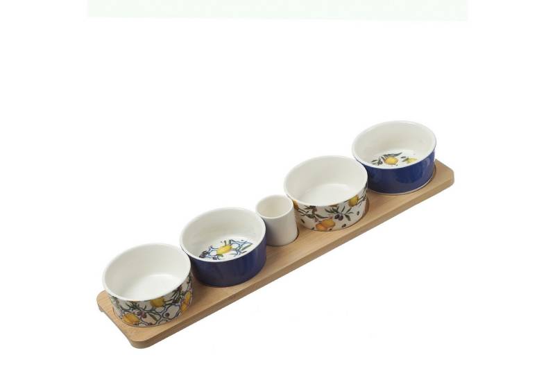 MARELIDA Servier-Set Tapas Set Servierplatte mit 4 Dipschalen Snackschalen Fingerfood, (5-tlg) von MARELIDA