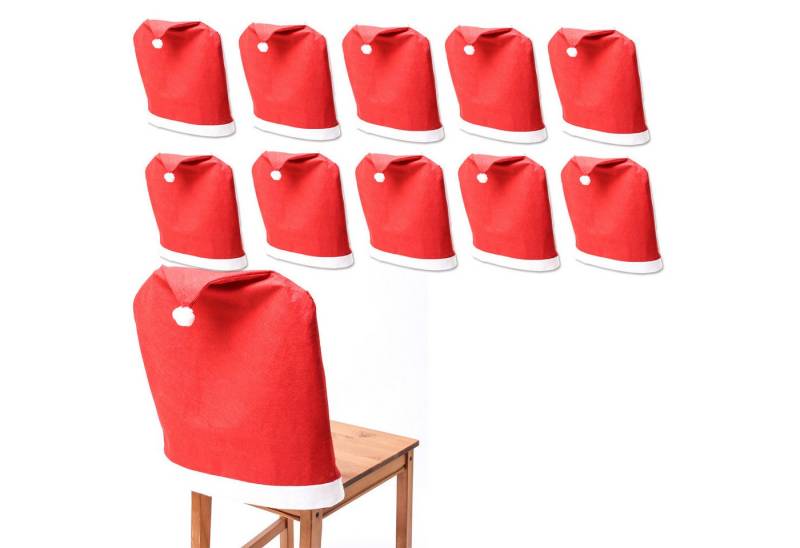 MARELIDA Stuhlhusse 10x Stuhlbezug Weihnachtsmütze Nikolausmütze Weihnachtsstuhlüberzug von MARELIDA
