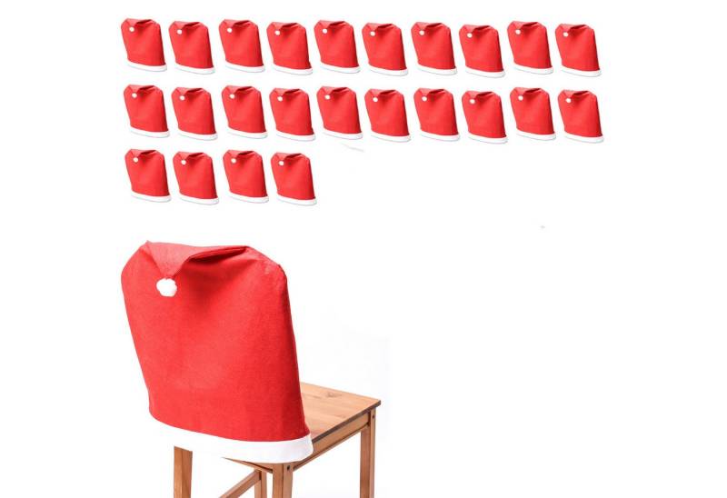 MARELIDA Stuhlhusse 24x Stuhlbezug Weihnachtsmütze Nikolausmütze Weihnachtsstuhlüberzug von MARELIDA