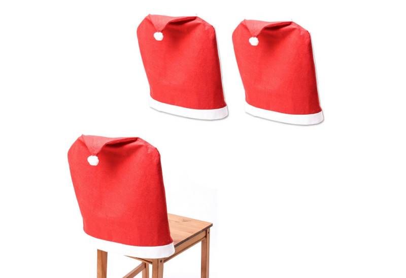 MARELIDA Stuhlhusse 2x Stuhlbezug Weihnachtsmütze Nikolausmütze Weihnachtsstuhlüberzug von MARELIDA