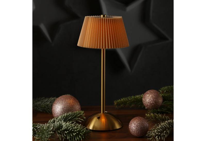 MARELIDA Tischleuchte LED Tischlampe mit Schirm wiederaufladbar dimmbar 3 Lichtfarben 30,5cm, LED Classic, warmweiß (2100K bis 3000K) von MARELIDA