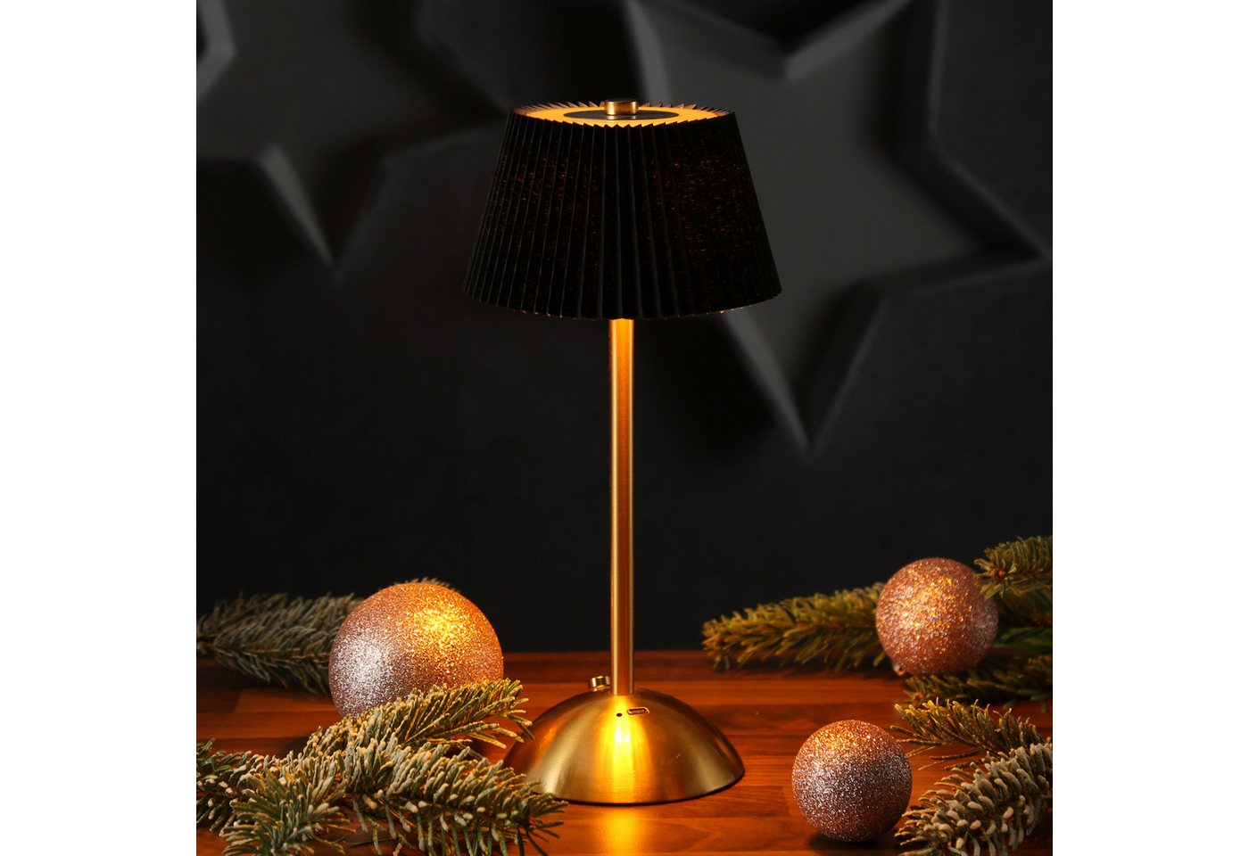 MARELIDA Tischleuchte LED Tischlampe mit Schirm wiederaufladbar dimmbar 3 Lichtfarben 30,5cm, LED Classic, warmweiß (2100K bis 3000K) von MARELIDA