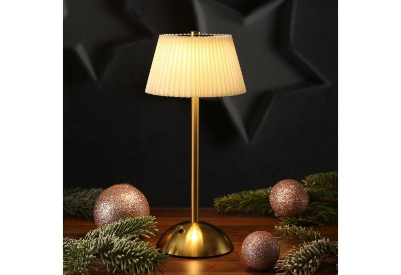 MARELIDA Tischleuchte LED Tischlampe mit Schirm wiederaufladbar dimmbar 3 Lichtfarben 30,5cm, LED Classic, warmweiß (2100K bis 3000K) von MARELIDA