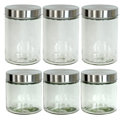 MARELIDA Vorratsdose - Vorratsglas mit Edelstahldeckel - D: 11cm - Lebensmittel Glasbehälter (Set 3 x Größe S + 2 x Größe M) von MARELIDA