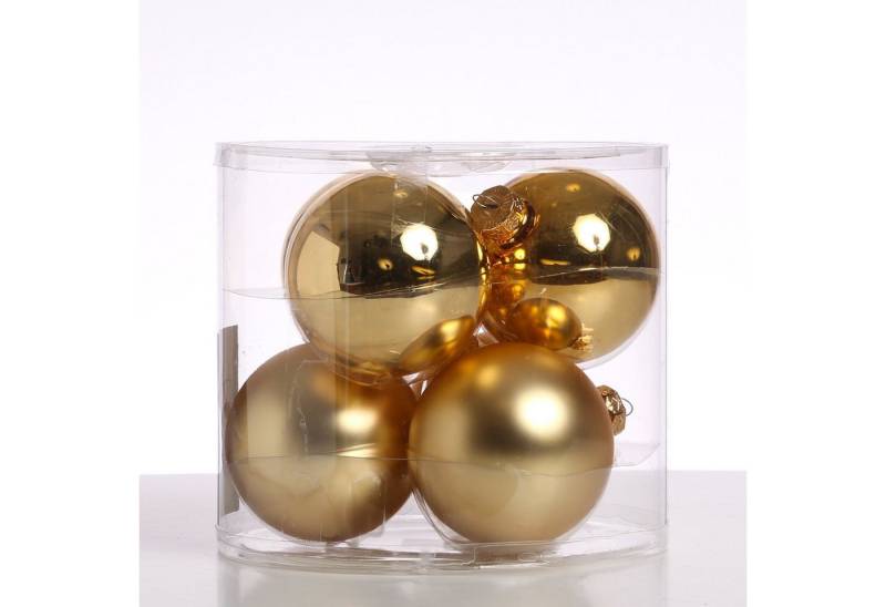 MARELIDA Weihnachtsbaumkugel Christbaumkugeln Weihnachtskugeln Glas 8cm glänzend matt gold 6 Stück (6 St) von MARELIDA