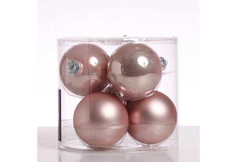 MARELIDA Weihnachtsbaumkugel Christbaumkugeln Weihnachtskugeln Glas 8cm glänzend matt rosa 6 Stück (6 St) von MARELIDA