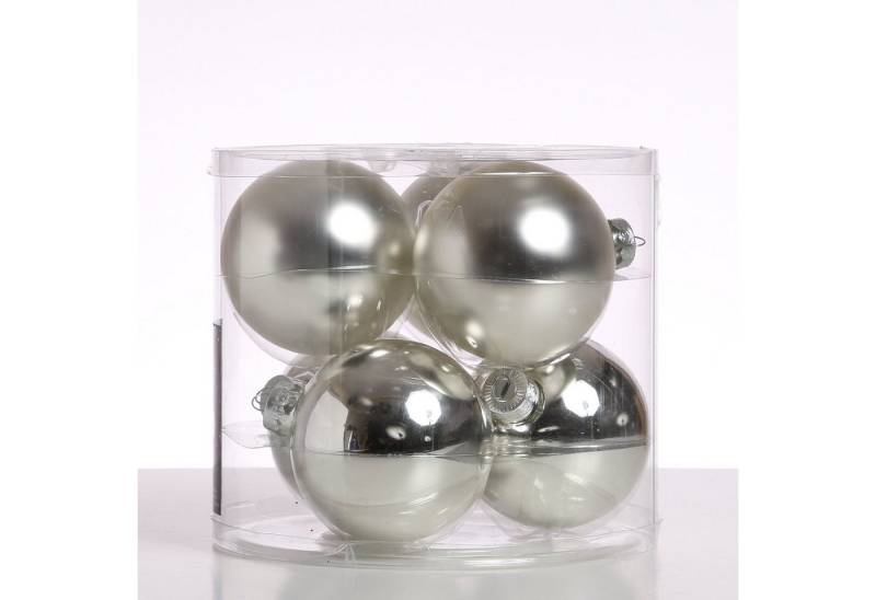MARELIDA Weihnachtsbaumkugel Christbaumkugeln Weihnachtskugeln Glas 8cm glänzend matt silber 6St. (6 St) von MARELIDA