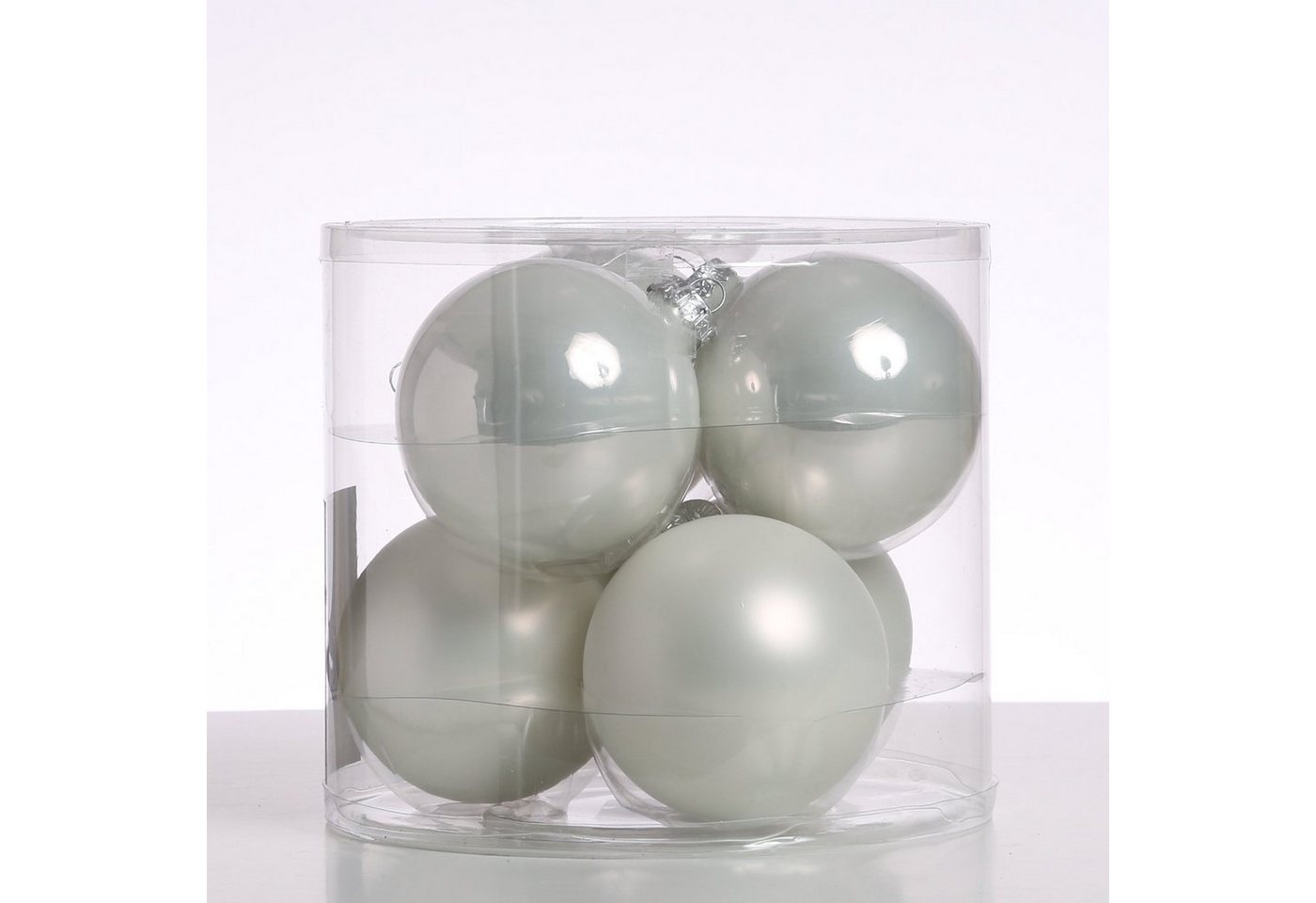 MARELIDA Weihnachtsbaumkugel Christbaumkugeln Weihnachtskugeln Glas 8cm glänzend matt weiß 6 Stück (6 St) von MARELIDA