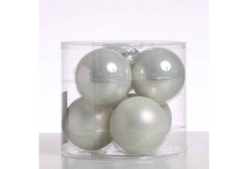 MARELIDA Weihnachtsbaumkugel Christbaumkugeln Weihnachtskugeln Glas 8cm glänzend matt weiß 6 Stück (6 St) von MARELIDA