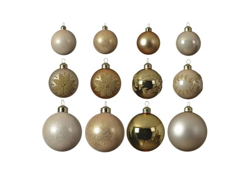 MARELIDA Weihnachtsbaumkugel Christbaumkugel Weihnachtskugel Glas 3 Größen glänzend matt gold 12St (12 St) von MARELIDA