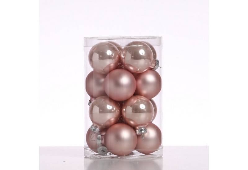 MARELIDA Weihnachtsbaumkugel Christbaumkugel Weihnachtskugel Glas D: 3,5cm glänzend matt rosa 16St (16 St) von MARELIDA