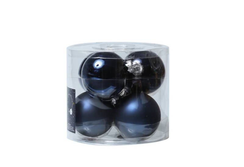 MARELIDA Weihnachtsbaumkugel Christbaumkugeln Weihnachtskugeln Glas 8cm glänzend matt blau 6St. (6 St) von MARELIDA