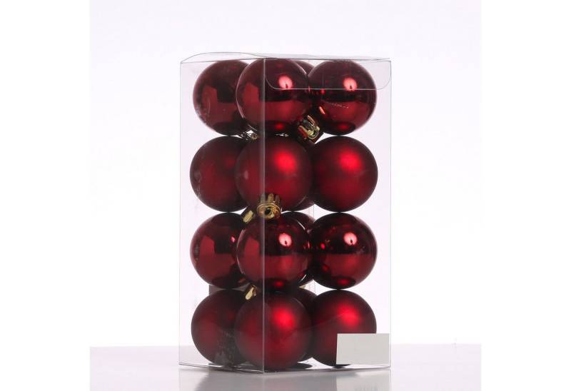 MARELIDA Weihnachtsbaumkugel Christbaumkugeln Weihnachtskugeln bruchfest 4cm weinrot 16er Set (16 St) von MARELIDA