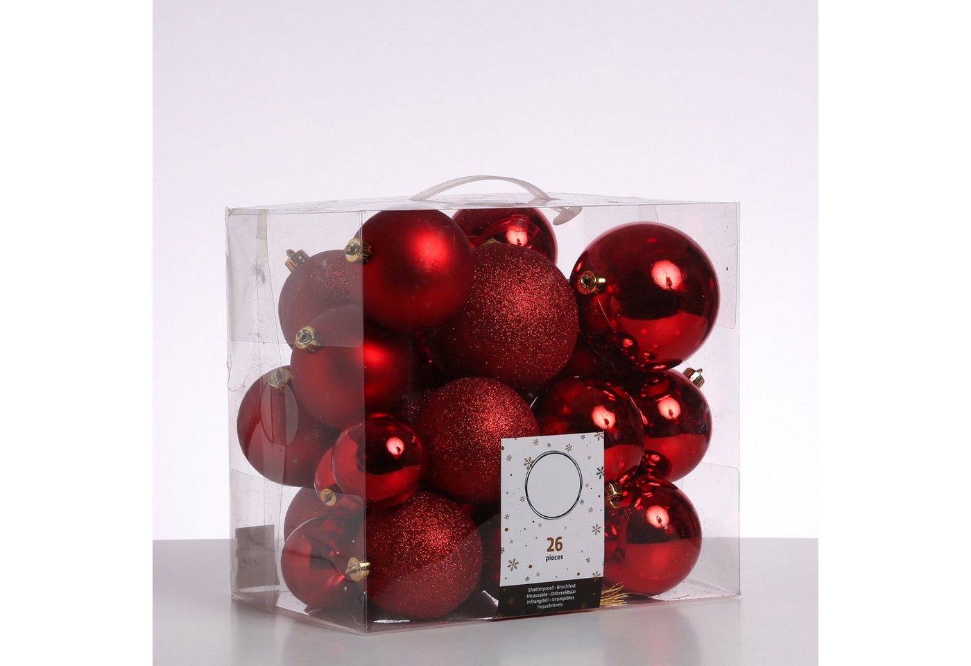 MARELIDA Weihnachtsbaumkugel Christbaumkugel Weihnachtskugel bruchfest glänzend matt rot 26er Set (26 St) von MARELIDA