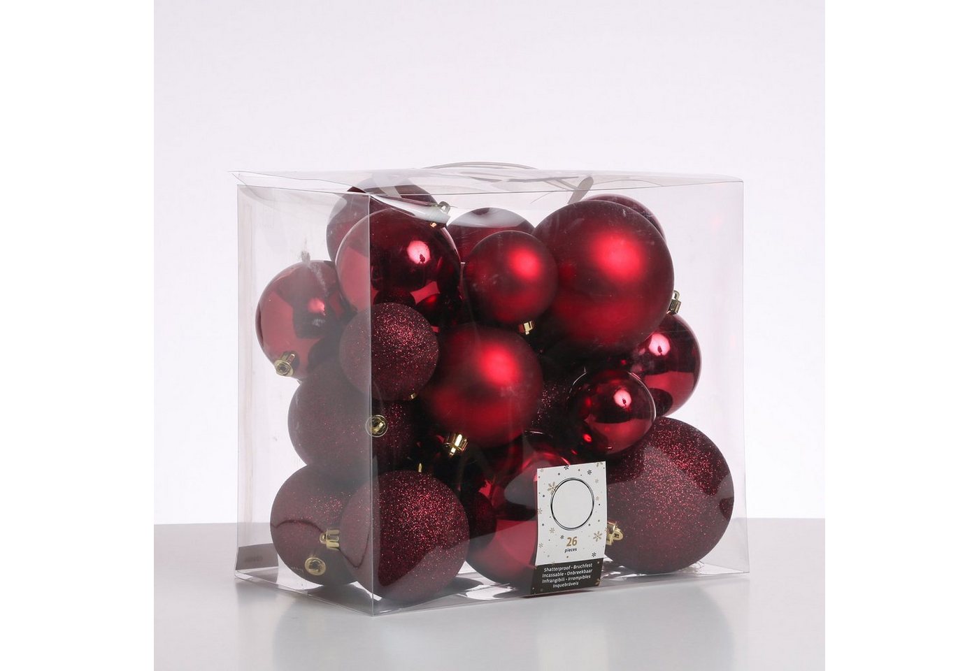 MARELIDA Weihnachtsbaumkugel Christbaumkugel Weihnachtskugel bruchfest glänzend matt weinrot 26st. (26 St) von MARELIDA