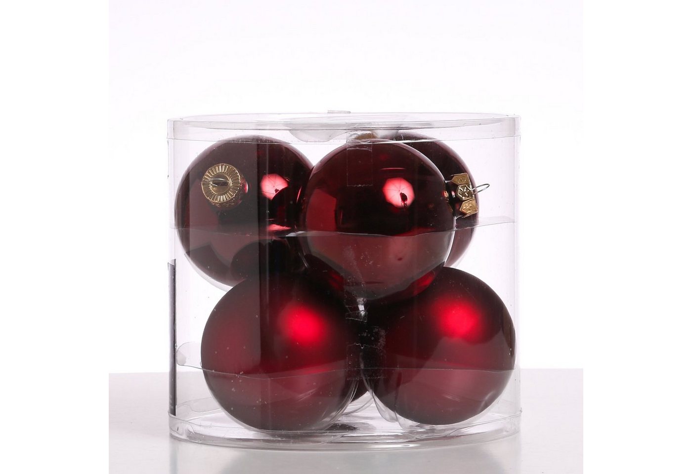 MARELIDA Weihnachtsbaumkugel Christbaumkugeln Weihnachtskugeln Glas 8cm glänzend matt weinrot 6St. (6 St) von MARELIDA