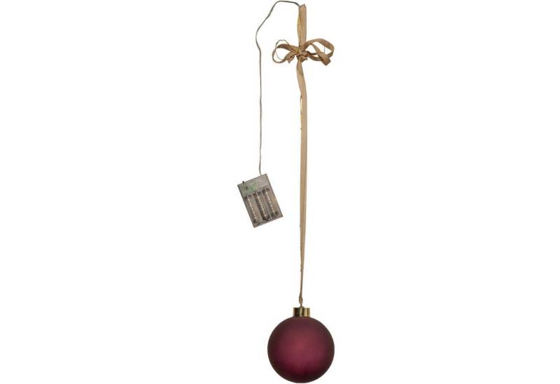 MARELIDA Weihnachtsbaumkugel LED Weihnachtskugel beleuchtete Christbaumkugel Glas Timer rot 10cm (1 St) von MARELIDA