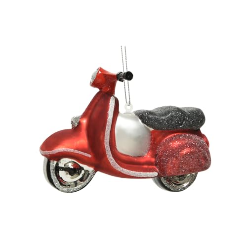 MARELIDA Weihnachtsbaumschmuck Roller - Glas - inkl. Aufhänger - matt und glitzernd - H: 7cm - rot von MARELIDA
