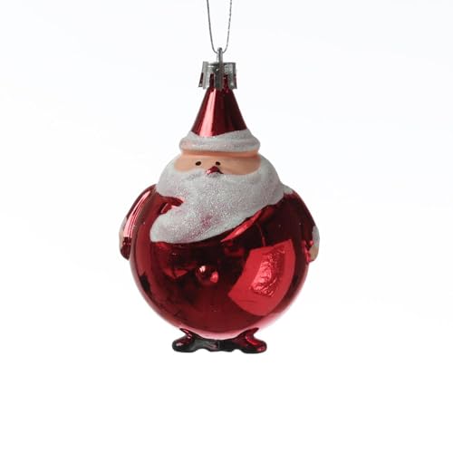 MARELIDA Weihnachtsbaumschmuck Weihnachtsmann Christbaumschmuck kugelrunder Santa bruchfest Baumkugel Weihnachtsdekoration Nikolaus Baumhänger H: 9cm - glänzend von MARELIDA