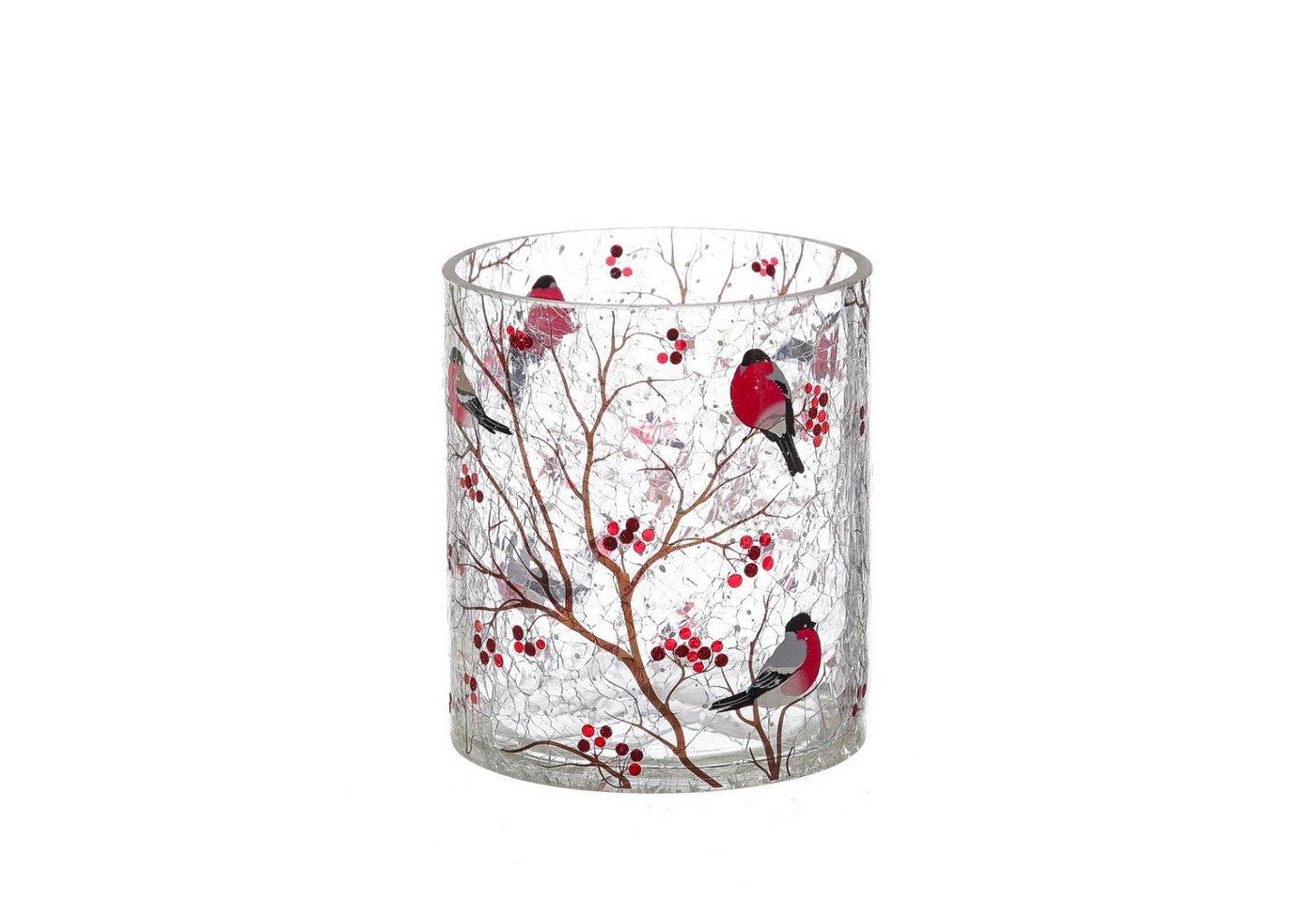 MARELIDA Windlicht Teelichthalter GIMPEL Teelichtglas Bruchglasoptik H: 13cm D: 11,5cm von MARELIDA