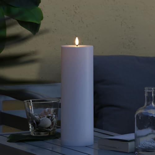 MARELIDA XXL LED Kerze Outdoorkerze Timer Sensor weiß für Innen Außen (32,5cm Höhe) von MARELIDA