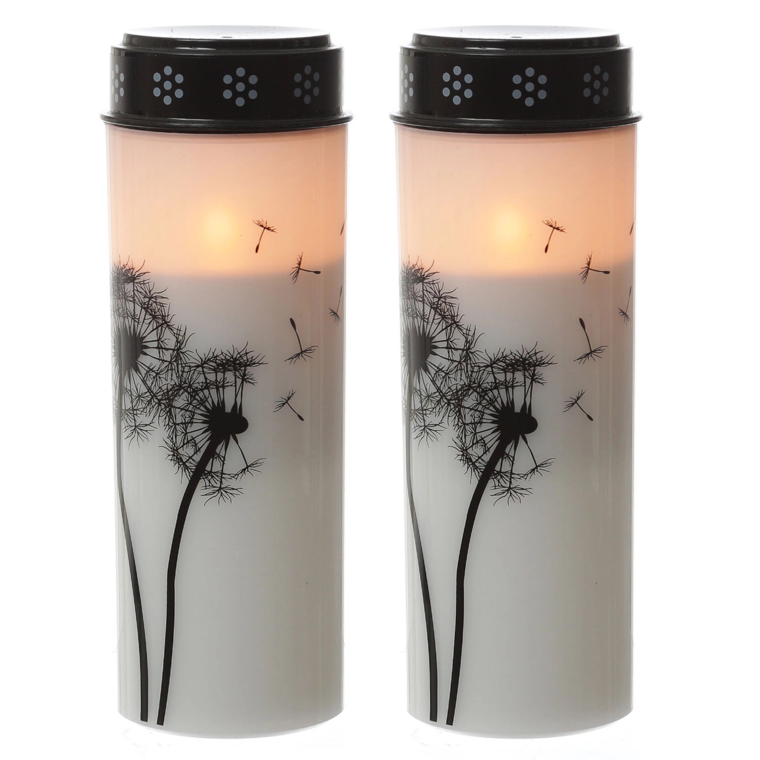 Marelida LED Grablichter Grabkerzen Pusteblume Friedhof Trauer Gedenklicht 21cm 2er Set von MARELIDA