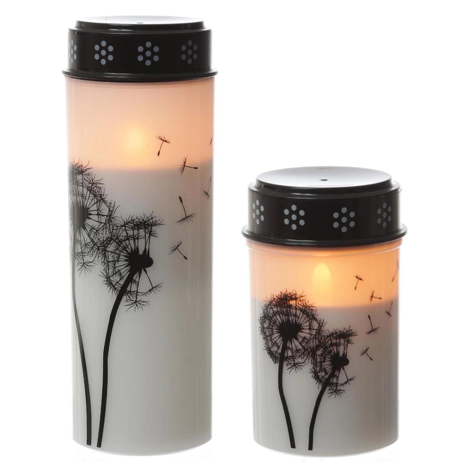 Marelida LED Grablichter Grabkerzen Pusteblume Friedhof Trauer Gedenklicht Timer 2er Set von MARELIDA