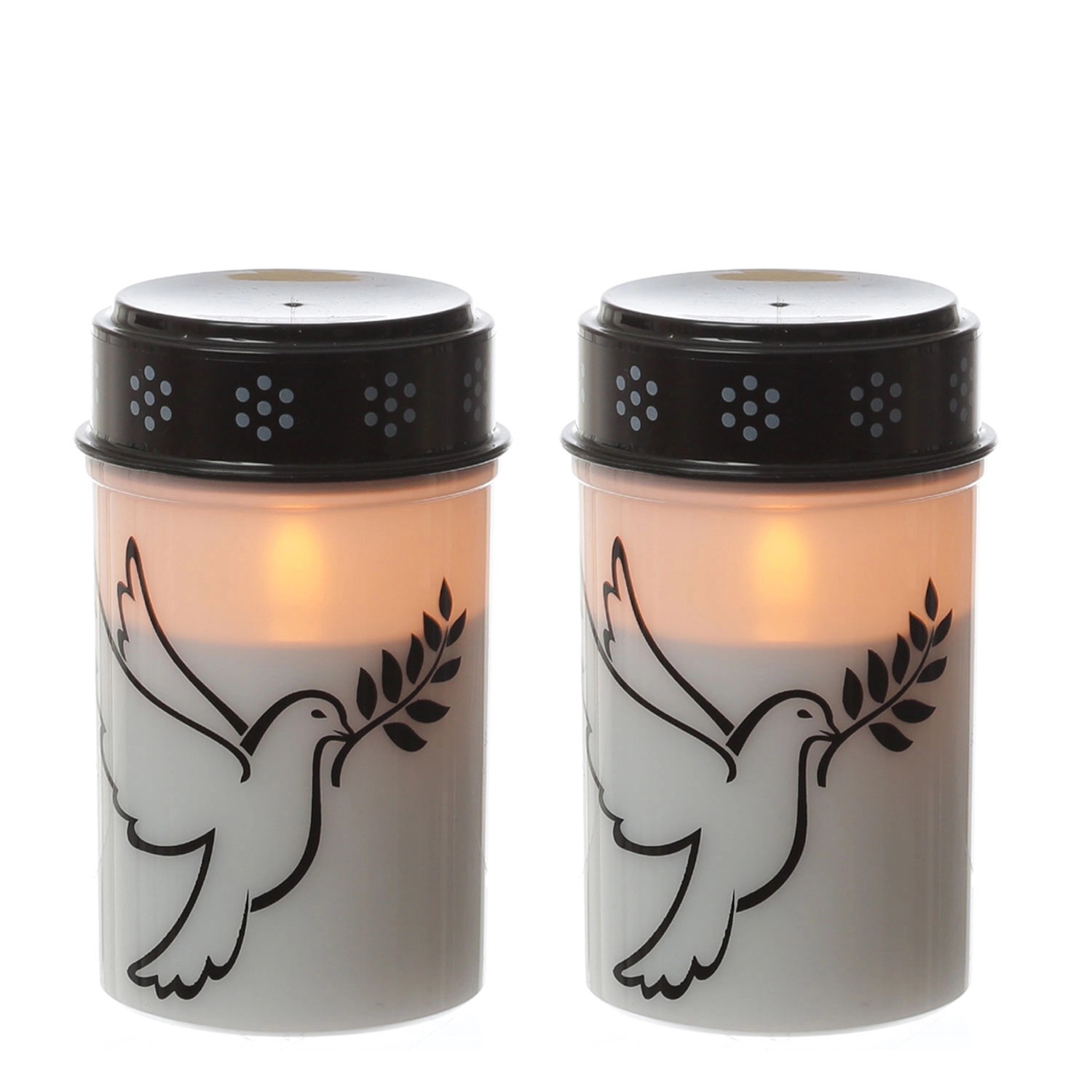 Marelida LED Grablichter Grabkerzen Taube Friedhof Trauerlicht Gedenklicht 12cm 2er Set von MARELIDA
