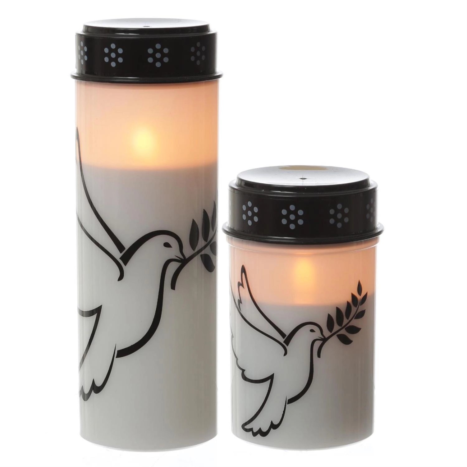 Marelida LED Grablichter Grabkerzen Taube Friedhof Trauerlicht Gedenklicht Timer 2er Set von MARELIDA
