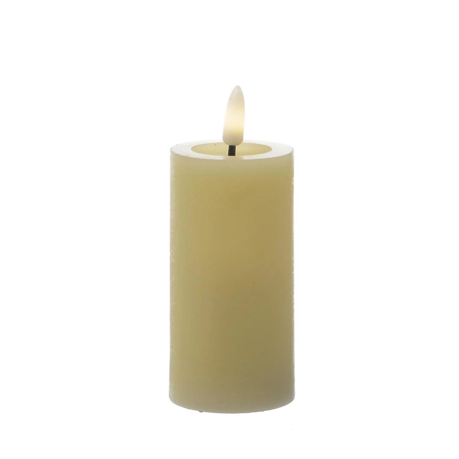 Marelida LED Kerze LINA Rustik Optik Echtwachs Flackernde 3D Flamme Timer H  12,5cm Creme von MARELIDA