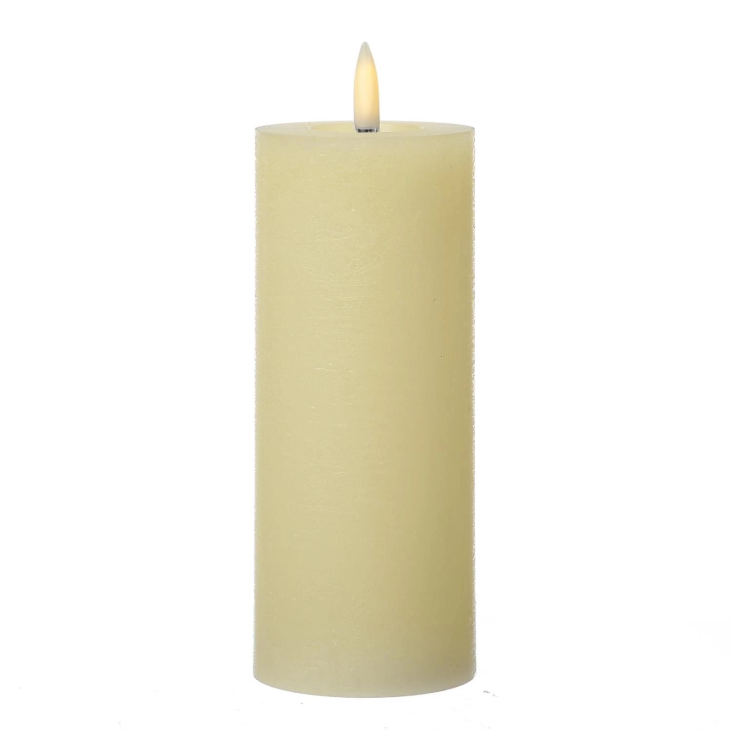 Marelida LED Kerze LINA Rustik Optik Echtwachs Stumpenkerze Flackernd Timer H  19cm Creme von MARELIDA