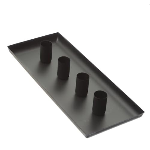 Stabkerzenhalter Deko Tablett mit 4 magnetischen Kerzenhaltern für Stabkerzen Kerzentablett Kerzenständer Gold (schwarz) von MARELIDA