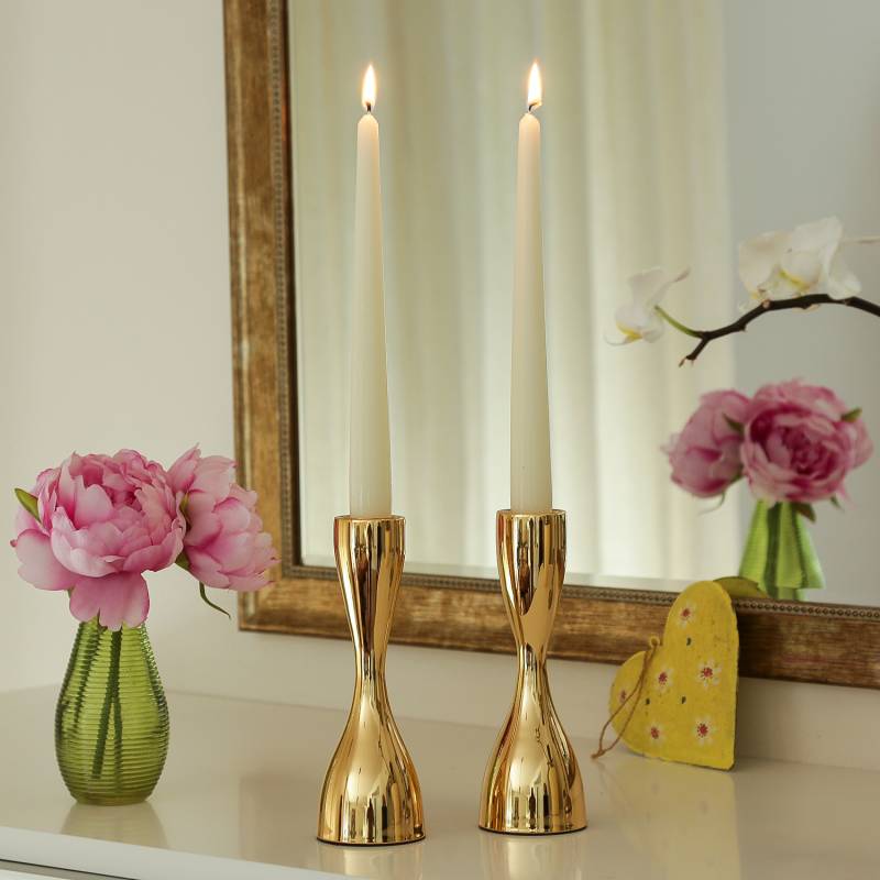 Stabkerzenhalter - Kerzenständer - Metall - H: 18cm - gold - 2er Set von MARELIDA