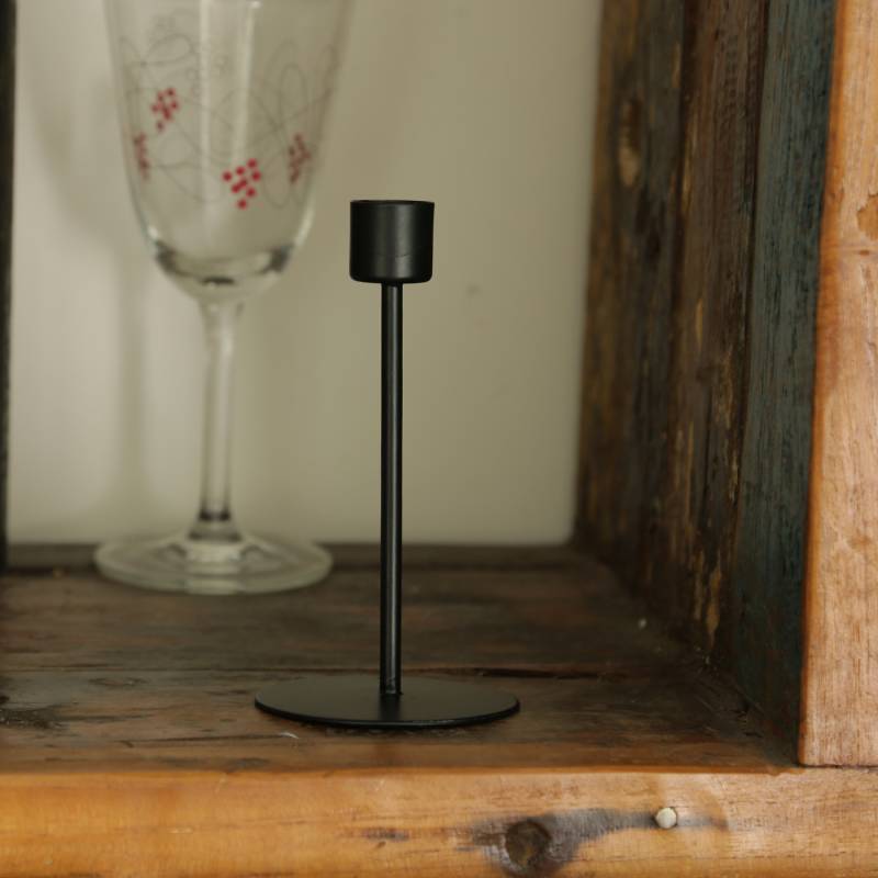 Stabkerzenhalter - Kerzenständer für Tafelkerzen - Metall - H: 14cm - D: 7,5cm - schwarz von MARELIDA