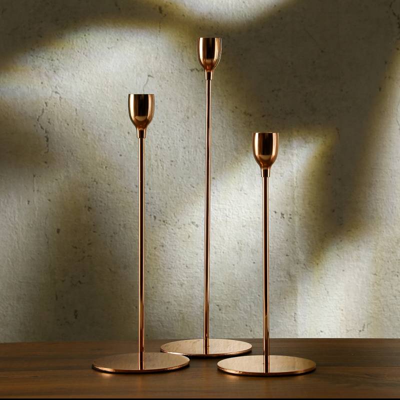 Stabkerzenhalter - Metall - unterschiedliche Größen - roségold - 3er Set von MARELIDA