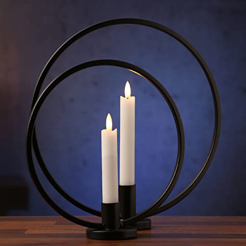 Stabkerzenhalter Ring Kerzenständer rund Metall 2 unterschiedliche Größen 2er Set Kerzenhalter für LED Stabkerzen Tafelkerzen Dinnerkerzen Tischdeko für Weihnachten Geburtstag Hochzeit von MARELIDA