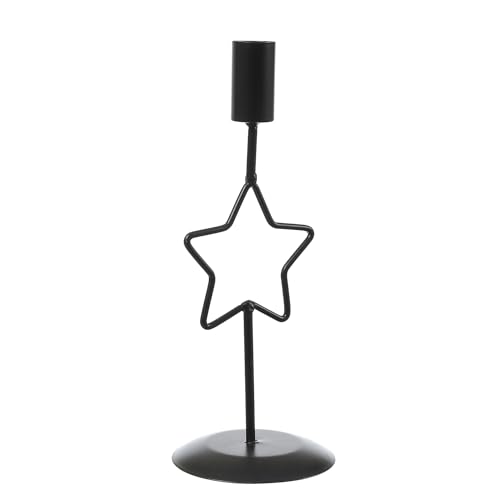 Stabkerzenhalter Stern - Kerzenständer - Metall - H: 21,5cm - D: 8,5cm (schwarz) von MARELIDA