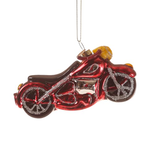 Weihnachtsbaumschmuck Motorrad - Glas - Christbaumschmuck - glänzend und glitzernd - H: 6,5cm - rot von MARELIDA