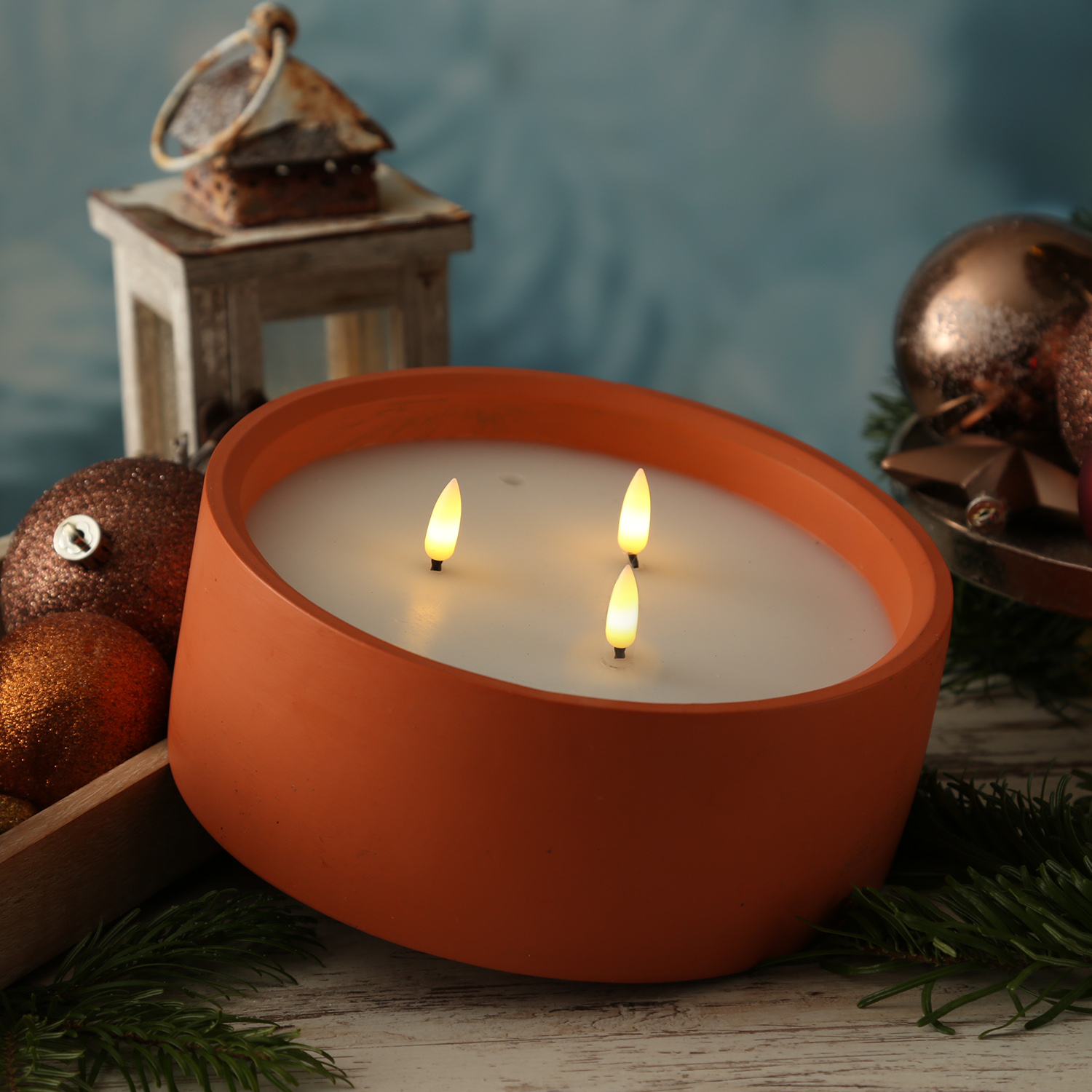 XXL LED Kerze - Betonoptik - Zement/Echtwachs - 3-Docht - Timer - H: 8cm D: 20cm - terracotta XXL LED Kerze - Betonoptik - Zement/Echtwachs - 3-Docht - Timer - H: 8cm D: 20cm - terracotta von MARELIDA