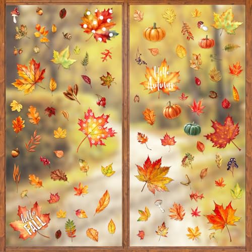 MARFOREVER Fensterbilder Herbst Aufkleber Selbstklebend, 9 Blätter Fenstersticker Doppelseitig Fensteraufkleber Kürbis Ahornblätter Erntedankfest Wiederverwendbare Fensterdeko für Fenster Glas Tür MARFOREVER Fensterbilder Herbst Aufkleber Selbstklebend, 9 Blätter Fenstersticker Doppelseitig Fensteraufkleber Kürbis Ahornblätter Erntedankfest Wiederverwendbare Fensterdeko für Fenster Glas Tür von MARFOREVER