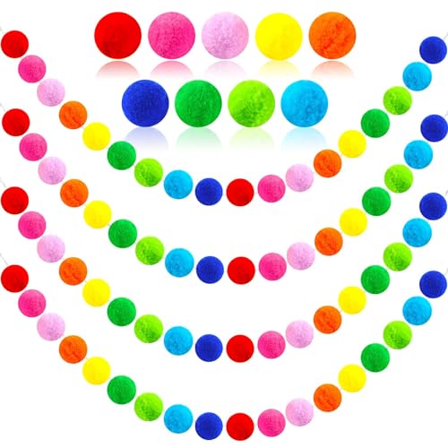 MARFOREVER Pompom Girlande Filzkugeln, 4 Stück Bunte Filzkugeln Girlanden 30 Bälle Pompons Deko 2 m Regenbogenfarbene Wolle Filz Ball Girlande für Wand Deko Party Christbaum Geburtstagsfeier MARFOREVER Pompom Girlande Filzkugeln, 4 Stück Bunte Filzkugeln Girlanden 30 Bälle Pompons Deko 2 m Regenbogenfarbene Wolle Filz Ball Girlande für Wand Deko Party Christbaum Geburtstagsfeier von MARFOREVER
