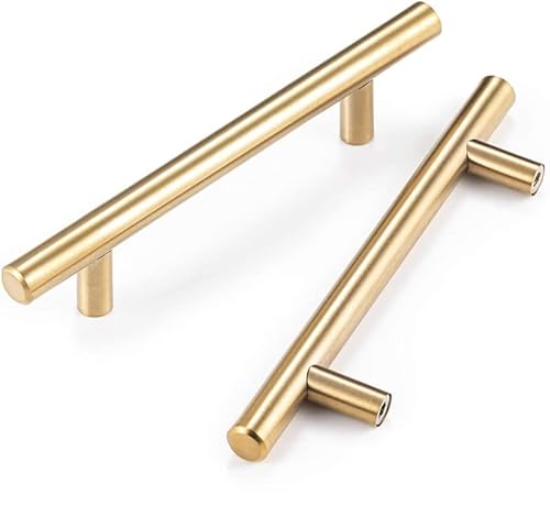 MARGUERASW 10 Stück Möbelgriffe Edelstahl Gold Schrankgriffe Gold Türgriffe Gold -Möbelgriffe 128mm Lochabstand Gold Möbelgriffe Edelstahl Griffe Möbel Gold von MARGUERASW