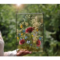 Gepresste Blumen Kunst, Buntglas, Kunstidee, Wandkunst Ideen, Schlafzimmer Kunstidee. Herbstwedding, Getrocknete Rahmen, Hängende Glas Dekor von MARIAELA