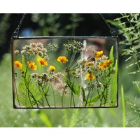 Gerahmte Blumen, Getrockneter Blumenrahmen, Buntglas, Schwebend, Wandbehang, Fensterbehang, Gepresster Geschenk Zur Wohnungserwärmung von MARIAELA