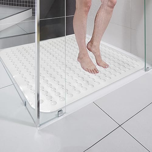 Duschmatte Rutschfest Saugnäpfen PVC Duscheinlage: Grau 80X80 Cm Antirutschmatte Ablauflöchern Badewannenmatte mit Ablauflöchern, Bpa Frei Schimmelresisten Maschinenwaschbar, für Badezimmer Badewannen von MARIBUR