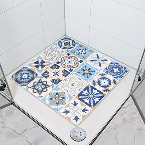 rutschfeste Duschmatte: 60x60 cm Quadratische weiche PVC-Loofah Duschmatte mit Drainagelöchern, schnelltrocknend, schimmelresistent und BPA-frei für die Innendusche von MARIBUR