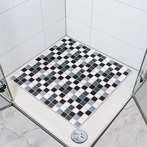 rutschfeste Duschmatte: 60x60 cm Quadratische weiche PVC-Loofah Duschmatte mit Drainagelöchern, schnelltrocknend, schimmelresistent und BPA-frei für die Innendusche von MARIBUR