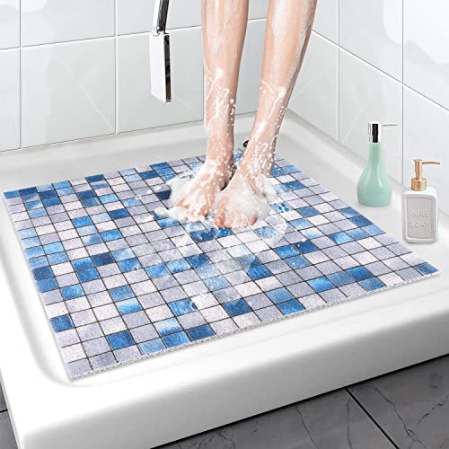 rutschfeste Duschmatte: 60x60 cm Quadratische weiche PVC-Loofah Duschmatte mit Drainagelöchern, schnelltrocknend, schimmelresistent und BPA-frei für die Innendusche von MARIBUR